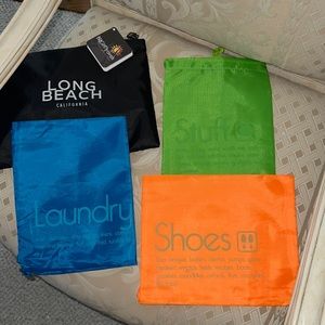 Bright Travels Packing Bags Set Of 4 Travel Bags - Laundry, Shoes, Stuff, Pouch